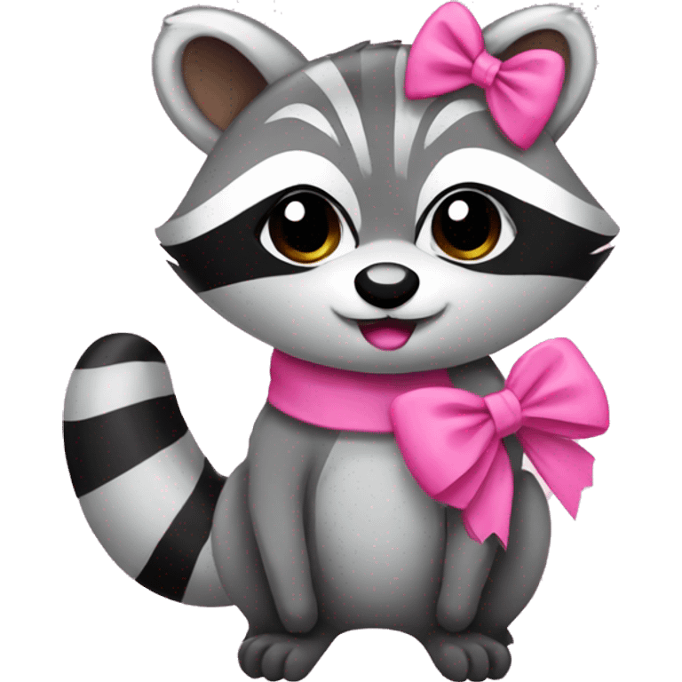 cute raccoon with a pink bow emoji