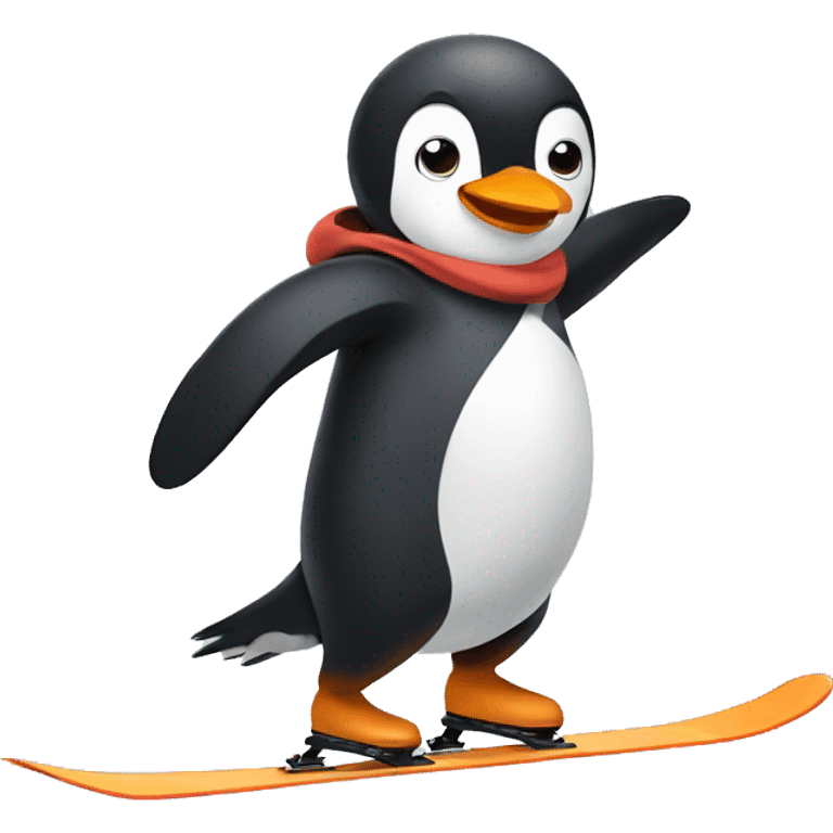 Penguin skiing emoji