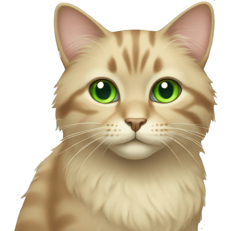 Beige cat with green eyes fluffy emoji