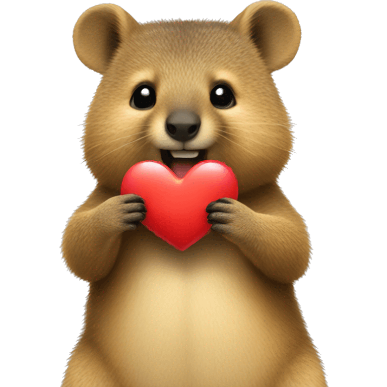 A quokka holding a heart emoji