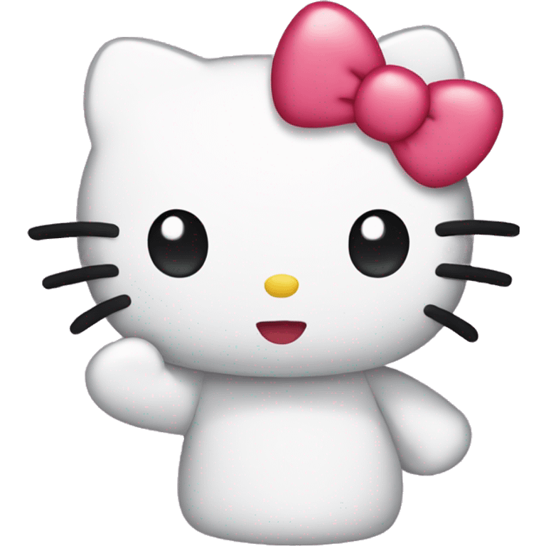 hello kitty with a heart hand emoji