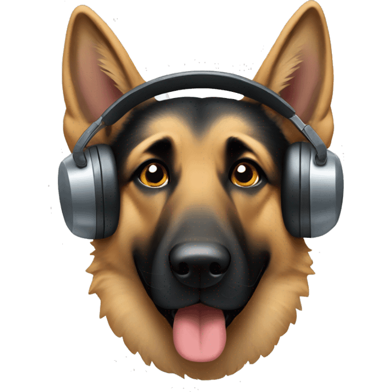 german shepherd with earmuffs emoji