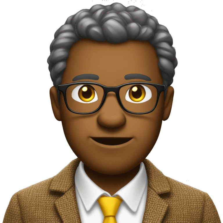 Brown bear university professor wearing tweed suit and clear yellow plastic thick-rimmed glasses emoji