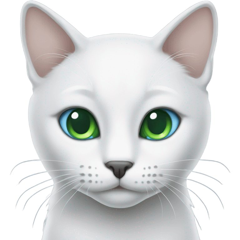 White grey cat with Green blue eyes emoji