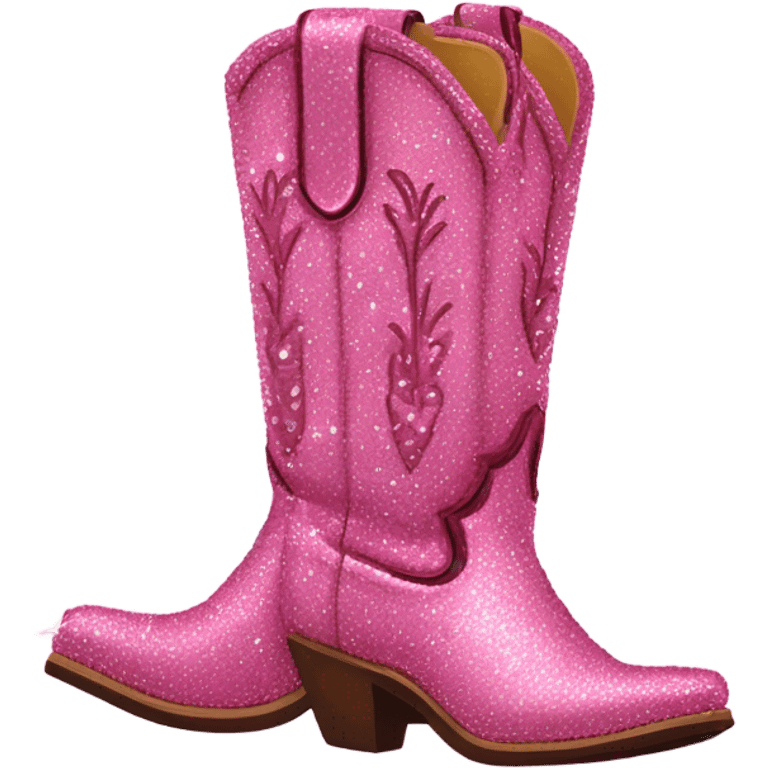 Sparkly pink cowboy boots emoji