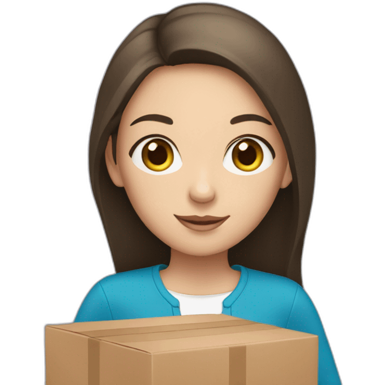 White brunette girl holding boxes emoji