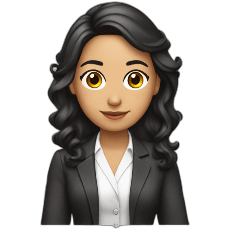 Profesora-joven-colombiana-cabello castaño-bata emoji