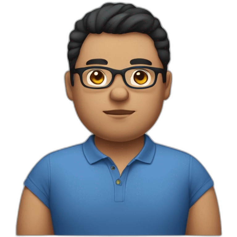 three-point head Black hair fatty Man with polo-shirt and glasses emoji