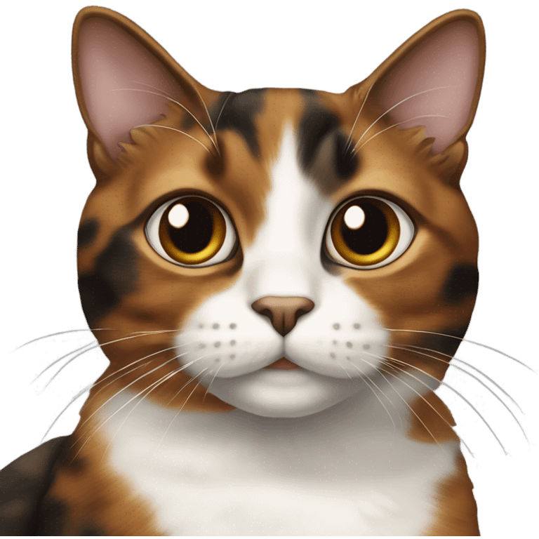 Tortoiseshell cat with white chin emoji