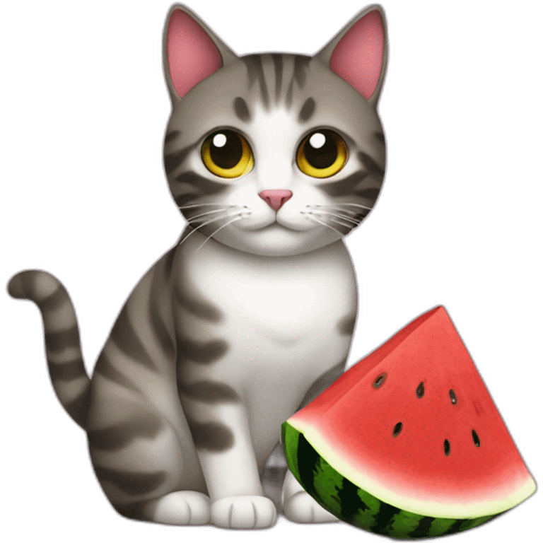 cat with watermelon emoji