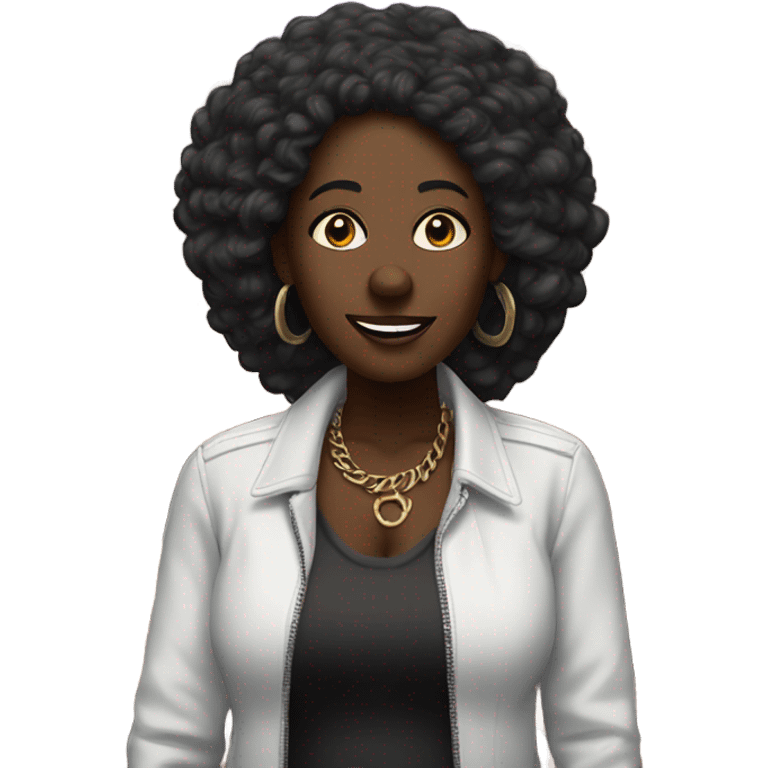 50 year old dark skin woman at rock concert emoji