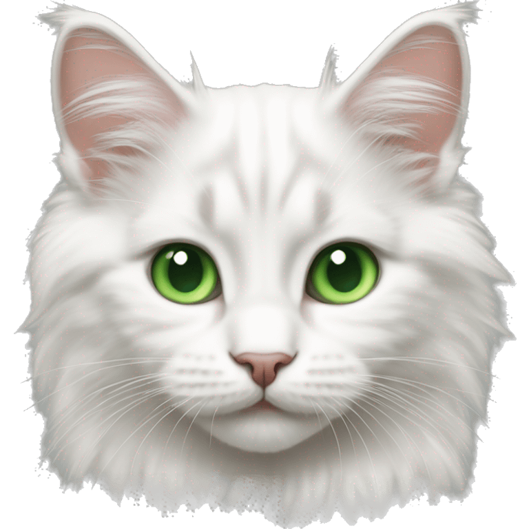 White mainecoon kitten with Green eyes emoji