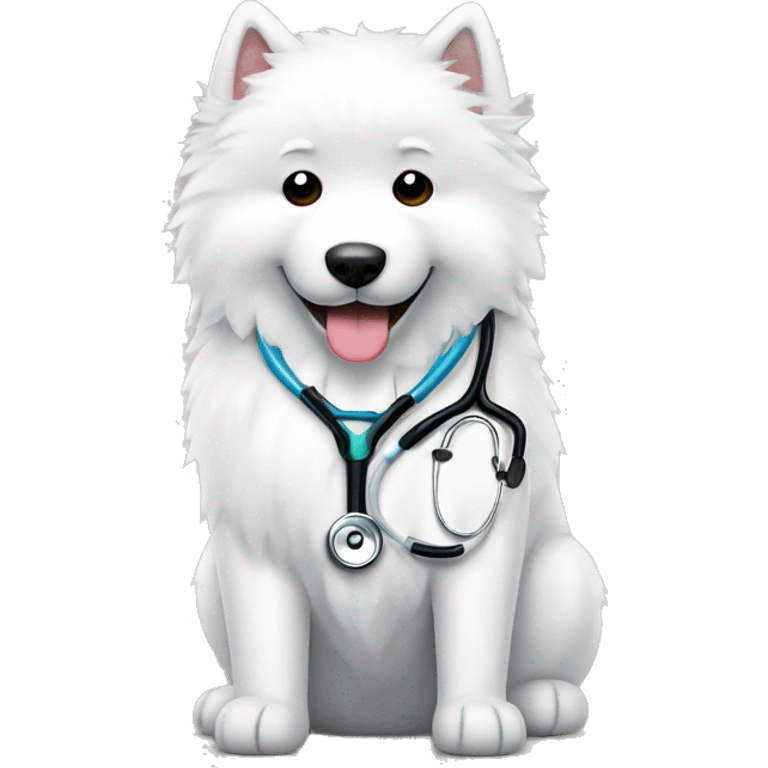 Samoyed with stethoscope emoji