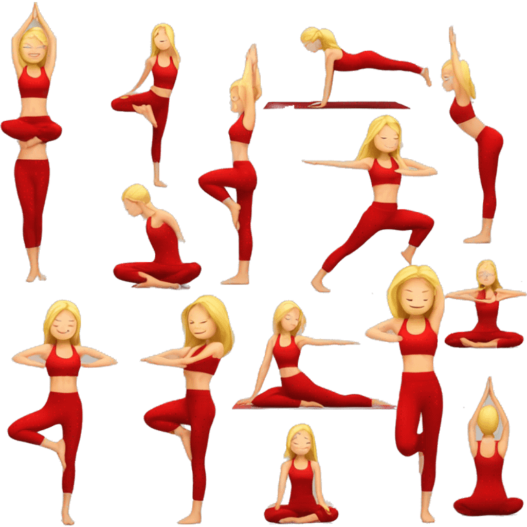  yoga blonde light girl in red yoga emoji