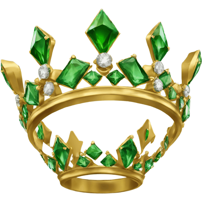 A SIMPLE CROWN GOLDEN, GREEN DIAMONDS. KING  emoji