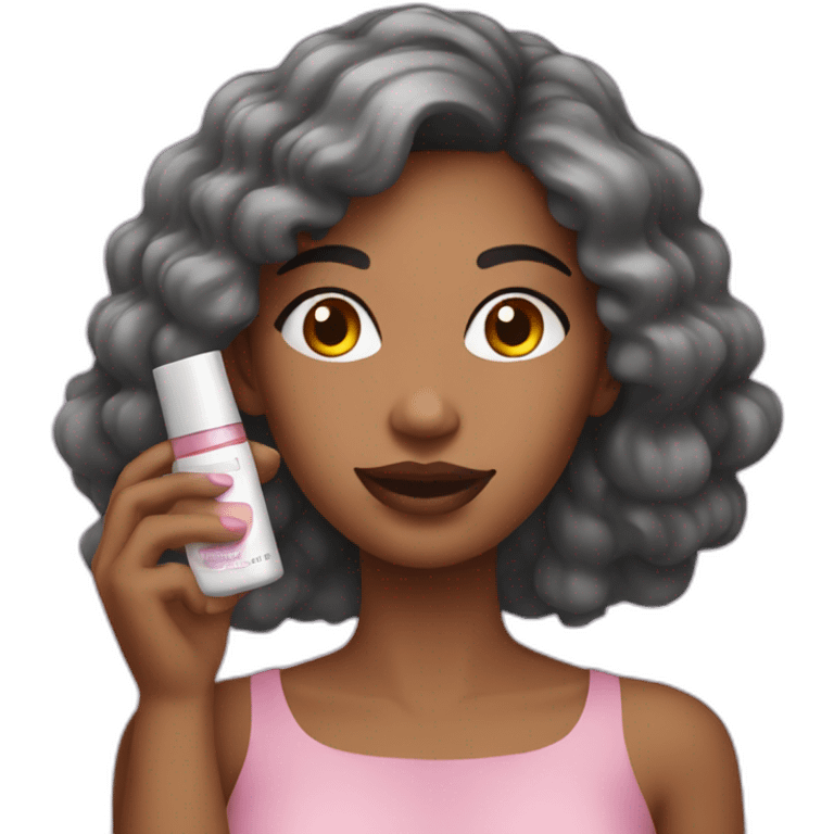 a woman with cosmetic products in her hand emoji