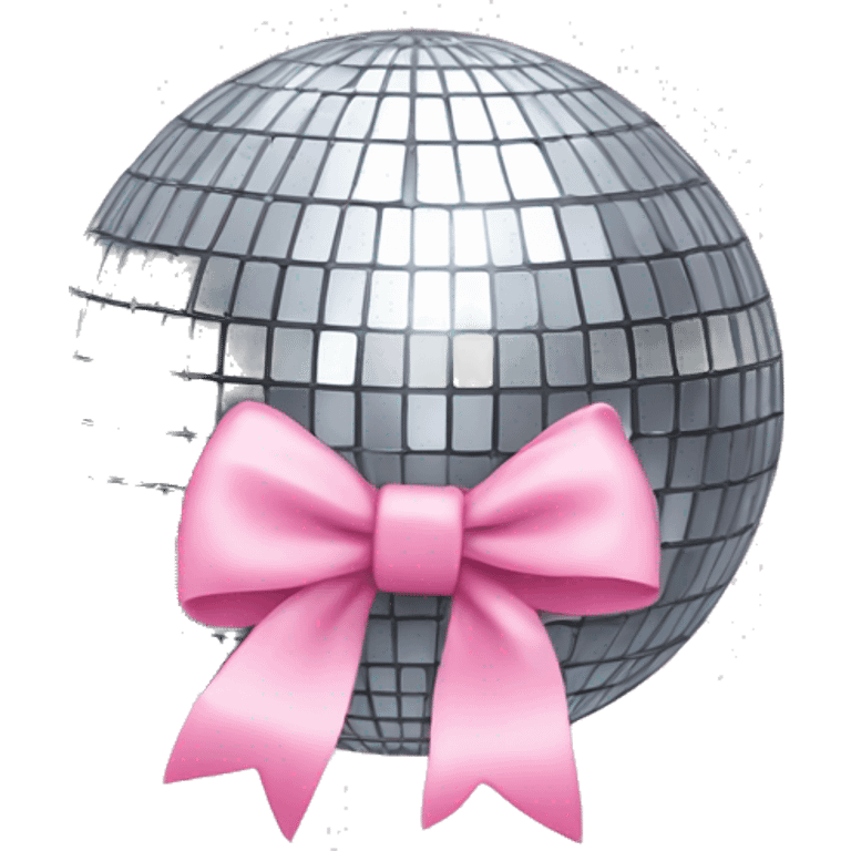 Disco ball with light pink bow emoji