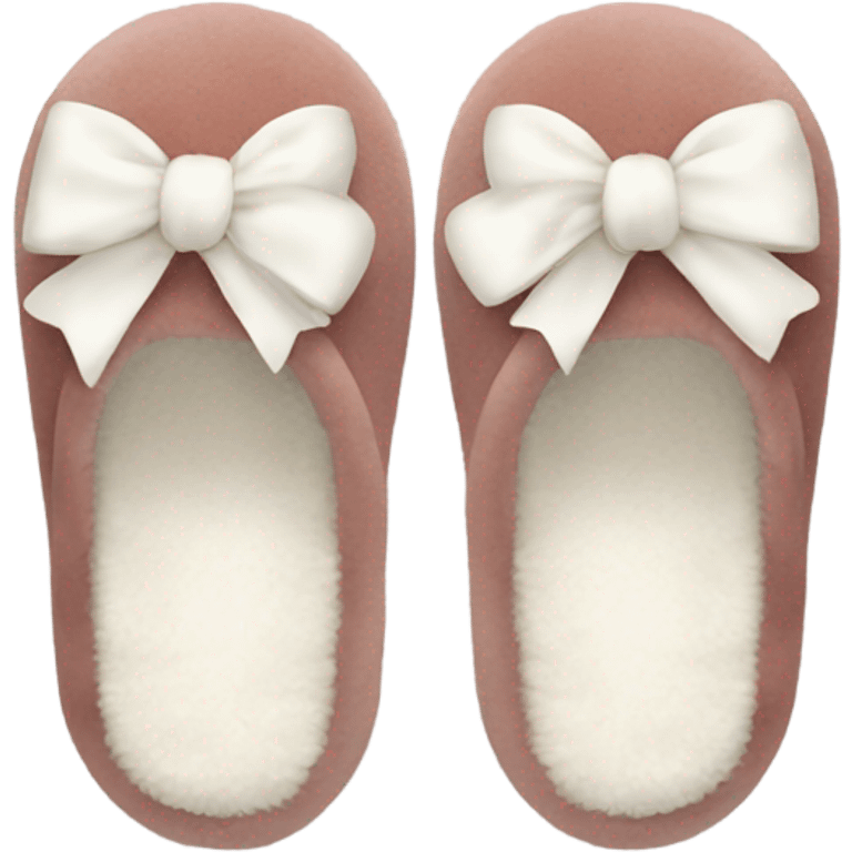 cozy slippers with white bows emoji