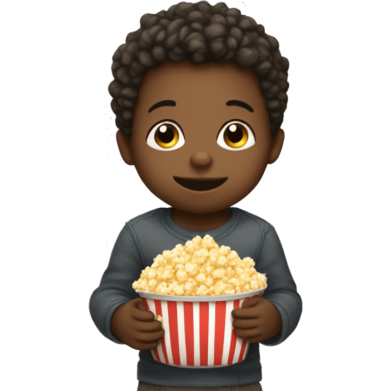 Toddler boy with popcorn emoji