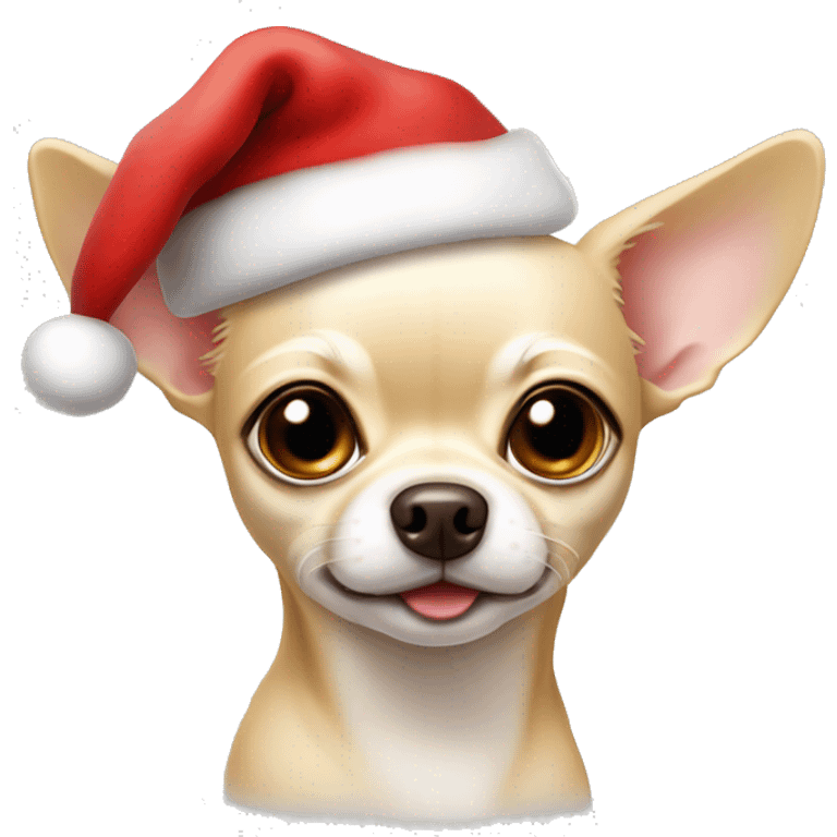 Light beige Chihuahua whit a Santa hat  emoji