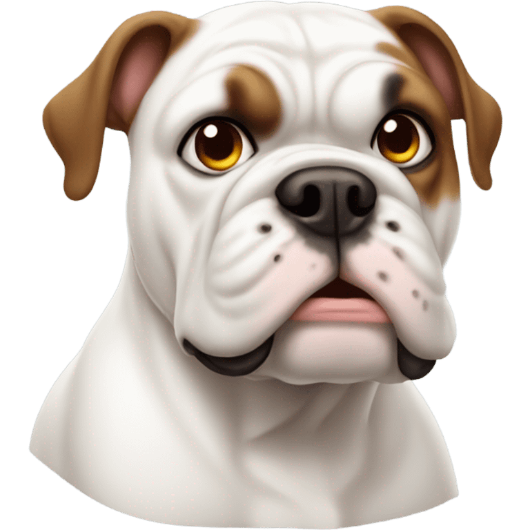 white bulldog with brown left ear emoji