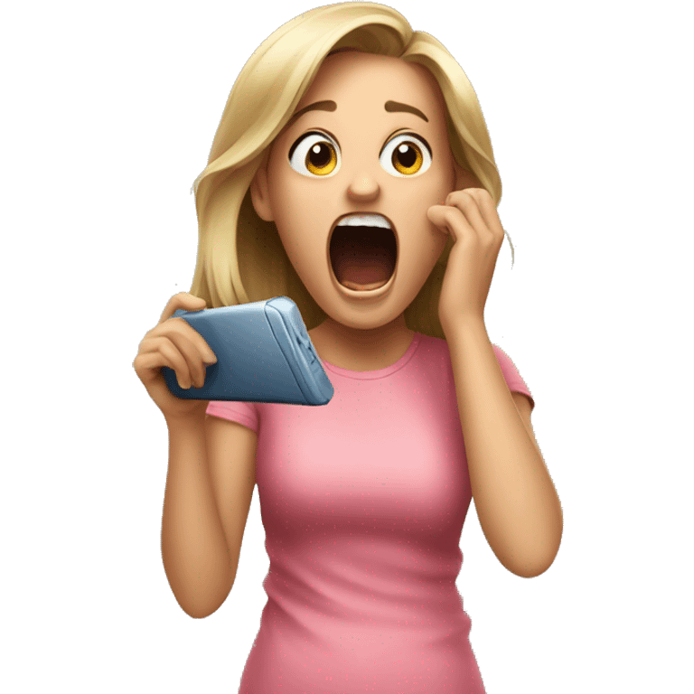 Girl screaming at phone  emoji