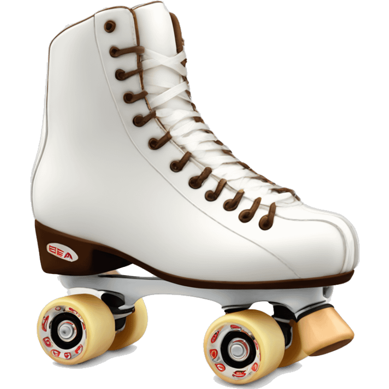 One White artistic rollerskate from edea flamenco with brown toestop emoji