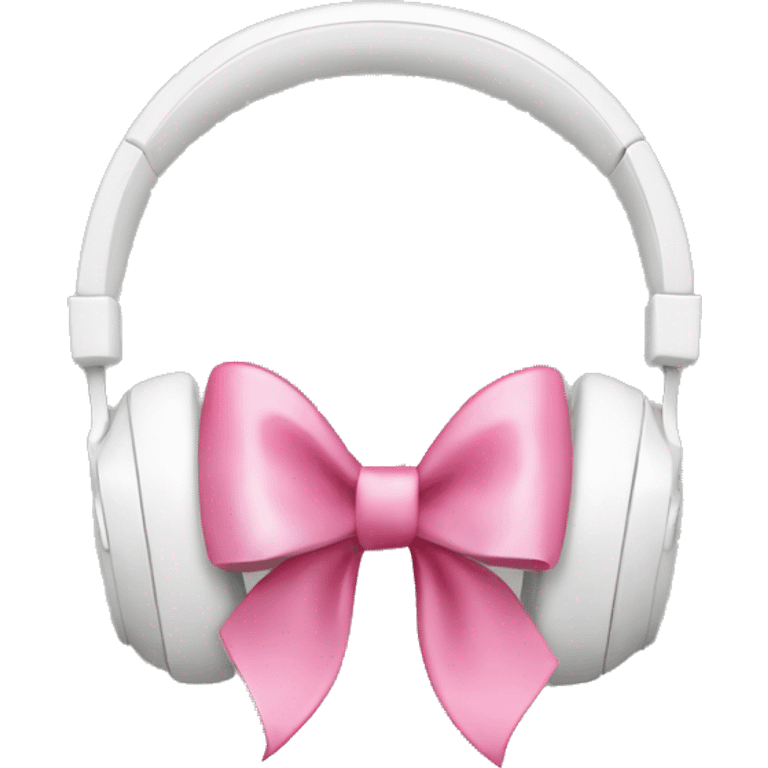 White headphones with small pink bows emoji