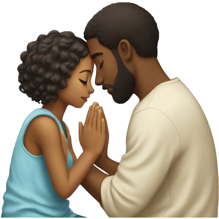 Lighskin bearded boy praying to a pretty black girl emoji