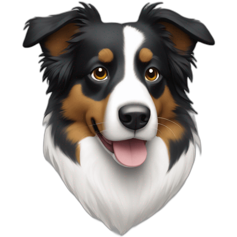 Mini Aussie black tricolour left side of face full white  emoji