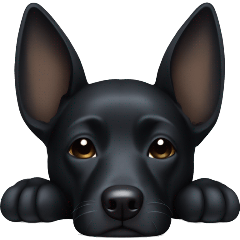 Black dog with pointy ears sleeping emoji