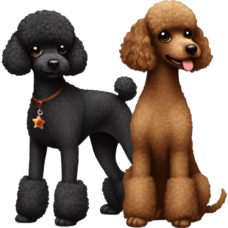 Black toy poodle with brown miniature poodle Christmas  emoji