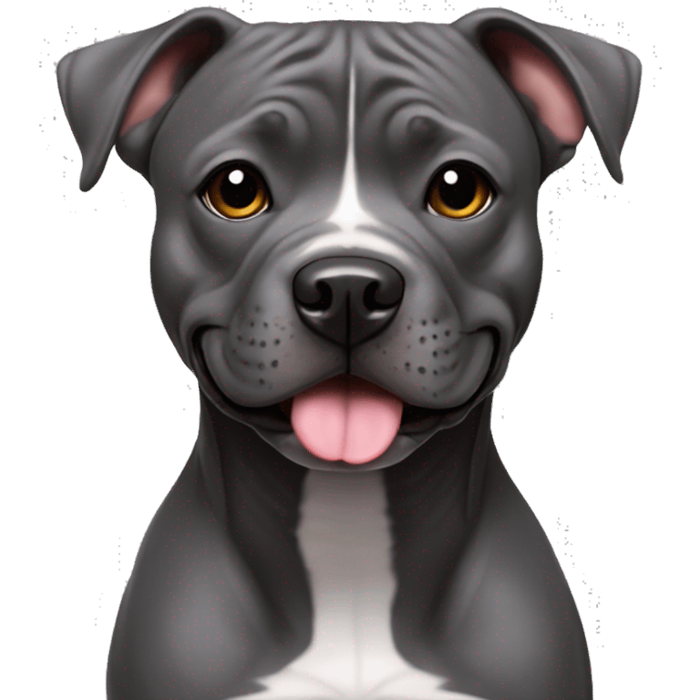 With no tounge Cute small dark grey staffordshire terrier not only face, full body  emoji