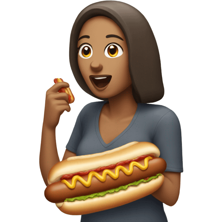 Woman eating hotdog emoji