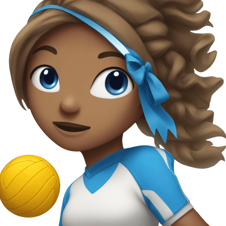 Girl with blue eyes and brown hair hitting volleyball  emoji