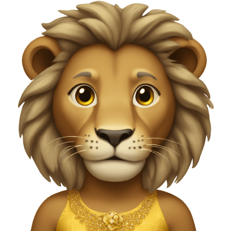 Lion wearing a dress emoji