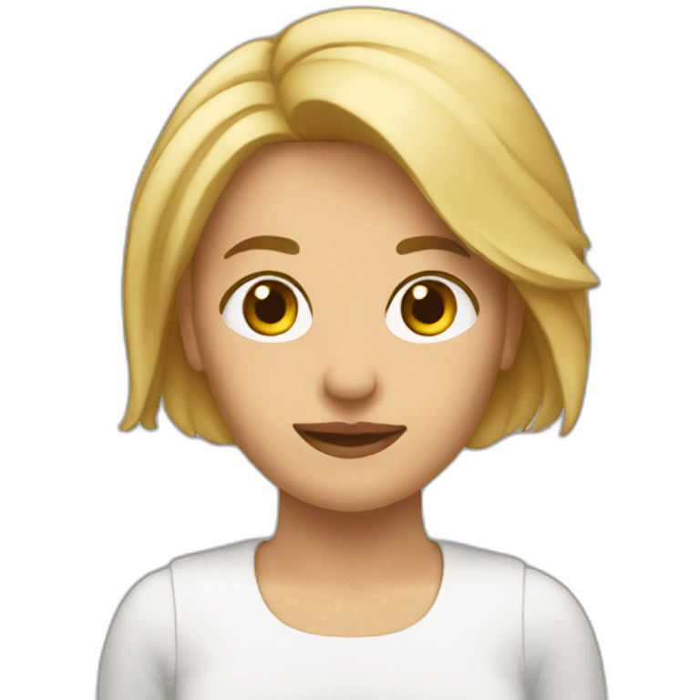 Mujer de 54 años pelo muy corto rubio pensando emoji