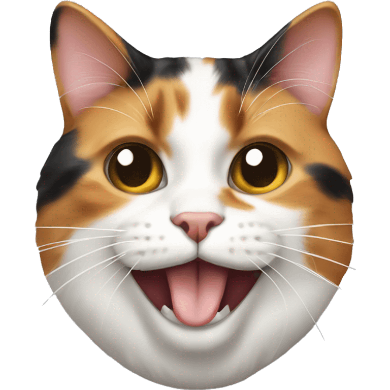 calico cat face sticking its tongue out emoji