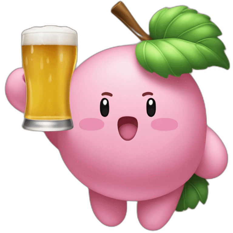 Kirby qui bois une bière emoji