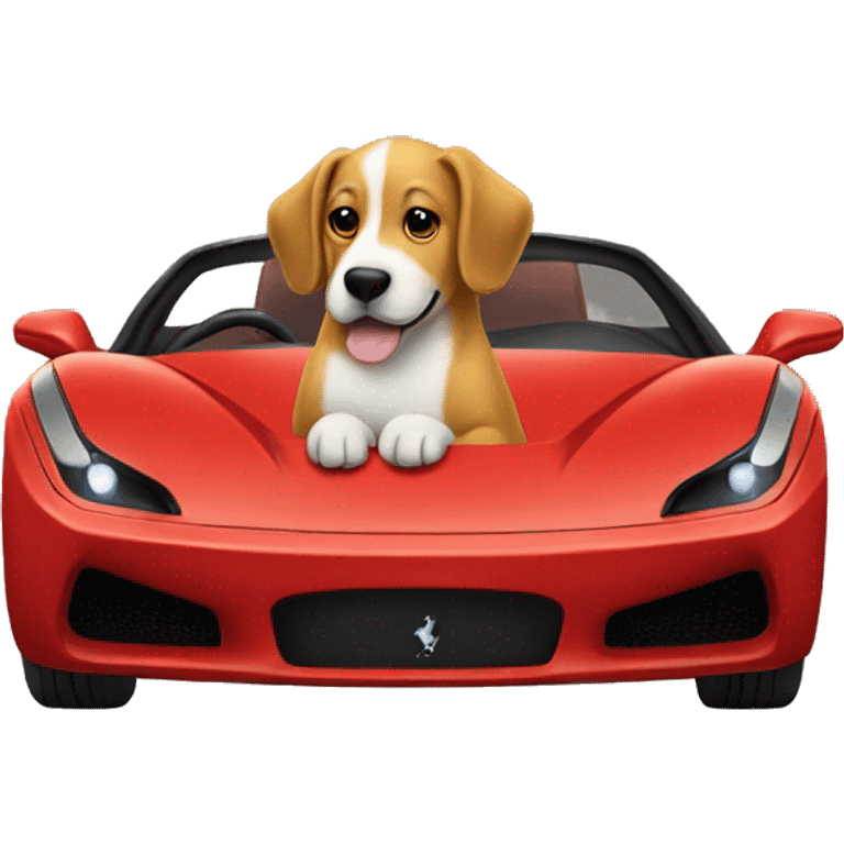 Dog driving a Ferrari  emoji