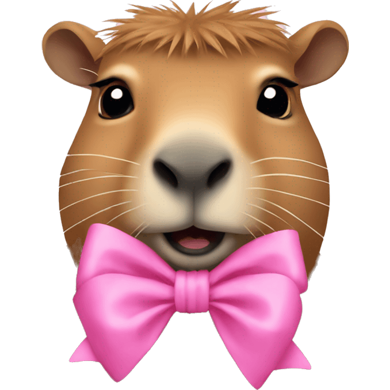 capybara wearing a pink bow emoji