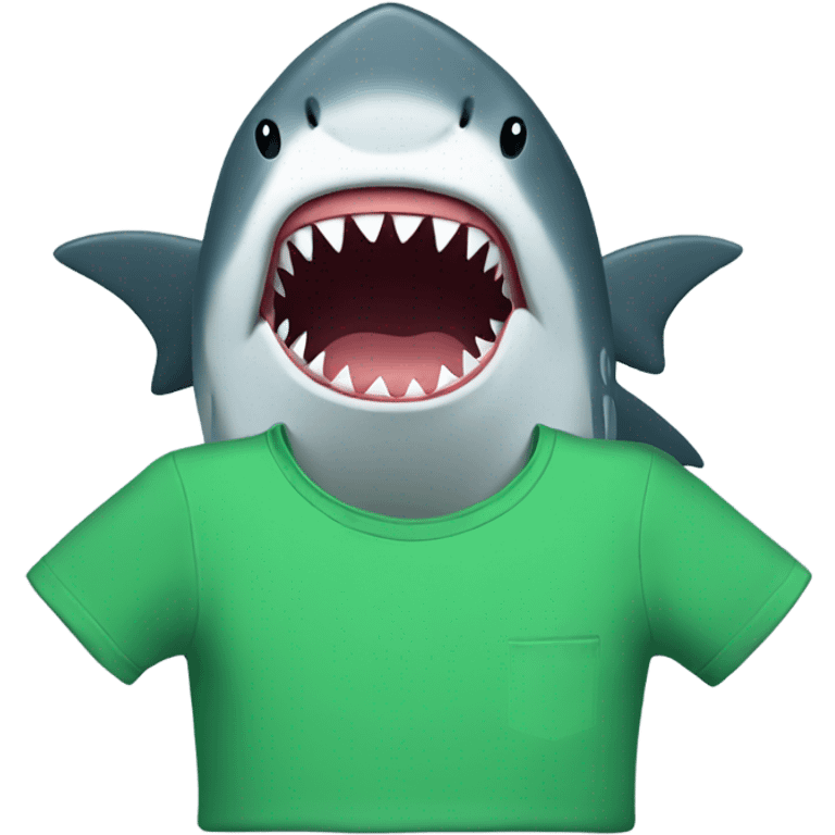 Green T shirt with a shark  emoji