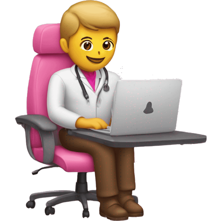 automotive service advisor sitting at pink computer  emoji