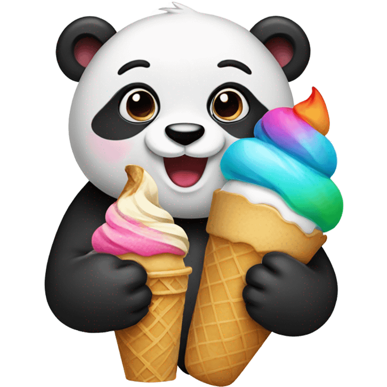 Panda eating ice cream emoji