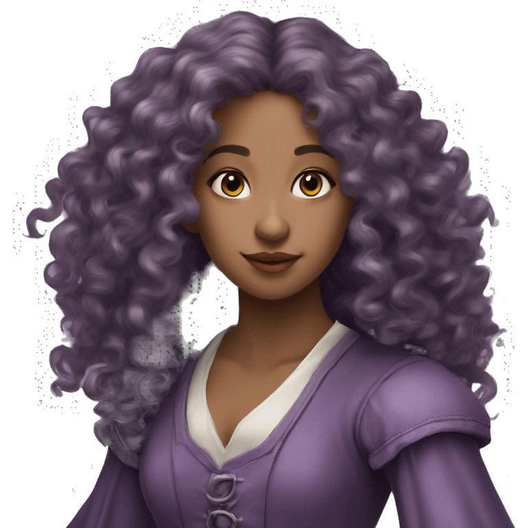 Three musketeers dark lilac women curly long hair emoji