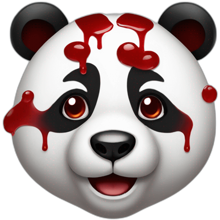 Panda With dark Red Liquid splats on face emoji