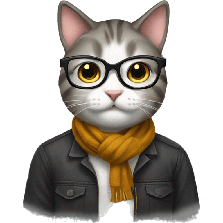 student cat glasses book emoji