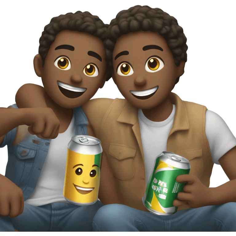 3 friends having a beer emoji