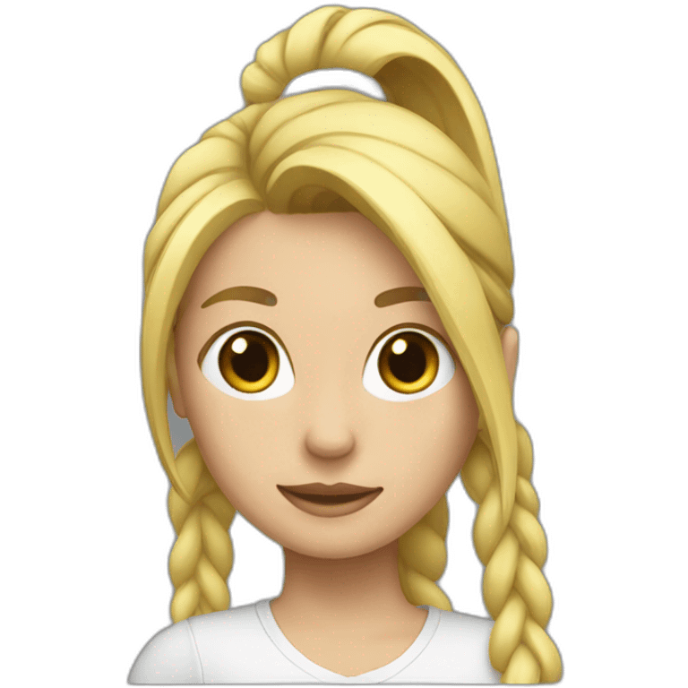 A blonde with a ponytail on her head, emoji