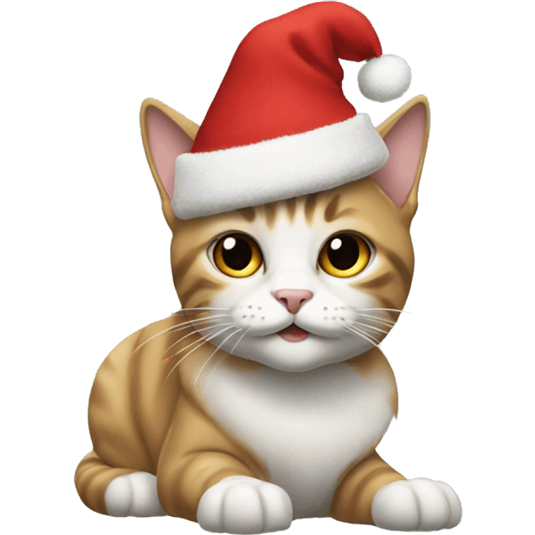 cat wearing santa hat with uggs on  emoji